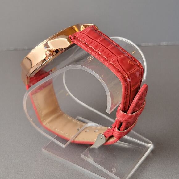 GoGoey Paris Eiffel Tower Watch Crystal Accents Red Strap Quartz 38mm Women’s - Picture 3 of 14